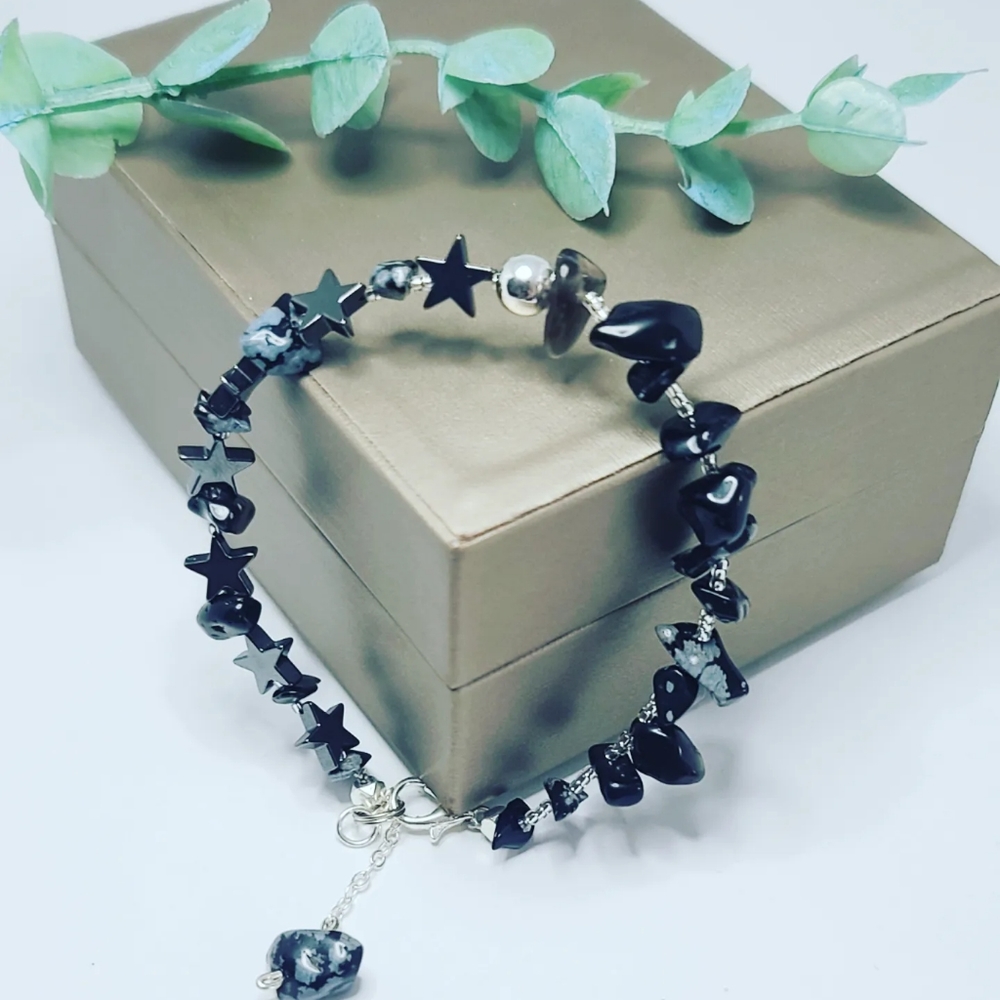 Snowflake Obsidian bracelet